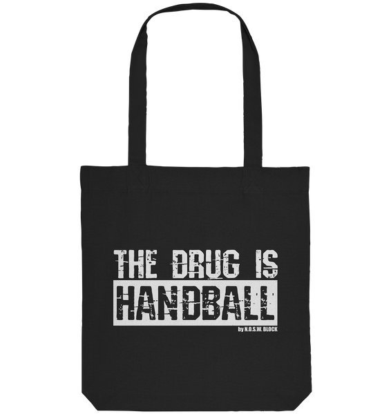 N.O.S.W. BLOCK Fanblock Tote-Bag "THE DRUG IS HANDBALL" Organic Baumwolltasche schwarz