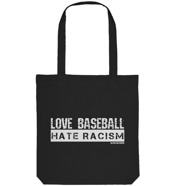 N.O.S.W. BLOCK Gegen Rechts Tote-Bag "LOVE BASEBALL HATE RACISM" Organic Baumwolltasche natural