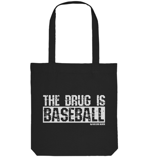 N.O.S.W. BLOCK Fanblock Tote-Bag "THE DRUG IS BASEBALL" Organic Baumwolltasche schwarz