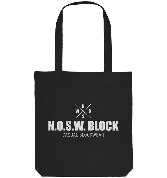 N.O.S.W. BLOCK Tote-Bag "CASUAL BLOCKWEAR" Organic Baumwolltasche schwarz