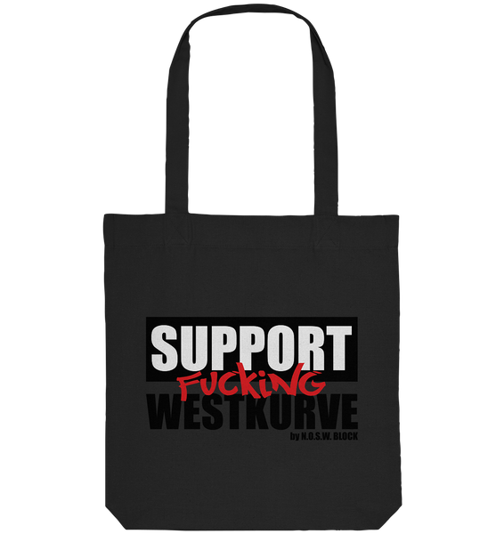 N.O.S.W. BLOCK Fanblock Tote-Bag "SUPPORT FUCKING WESTKURVE" Organic Baumwolltasche schwarz