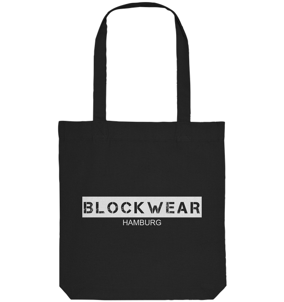 N.O.S.W. BLOCK Tote-Bag "BLOCKWEAR HAMBURG" beidseitig bedruckte Organic Baumwolltasche schwarz
