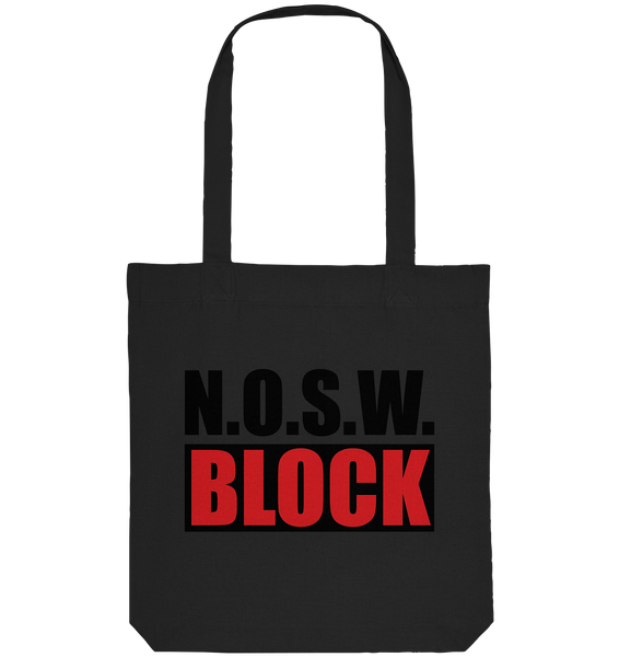 N.O.S.W. BLOCK Logo-Bag Organic Baumwolltasche schwarz