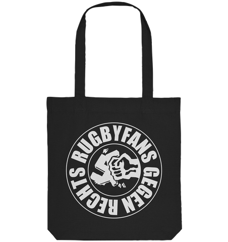 N.O.S.W. BLOCK Gegen Rechts Tote-Bag "RUGBYFANS GEGEN RECHTS" Organic Baumwolltasche schwarz