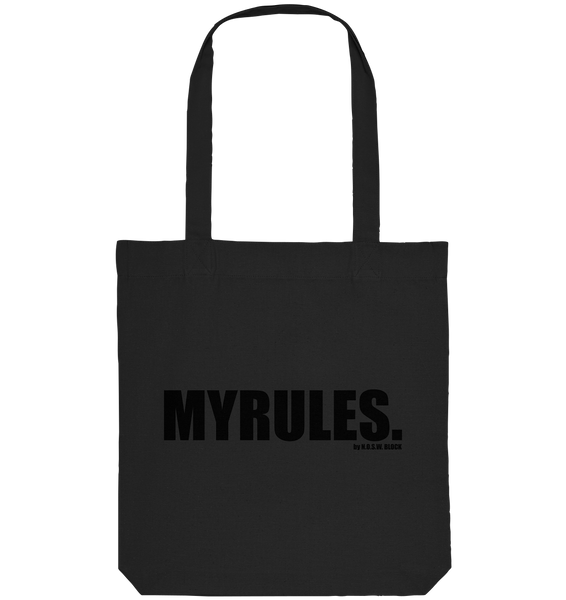 N.O.S.W. BLOCK Teamsport Tote-Bag "MYRULES." Organic Baumwolltasche schwarz