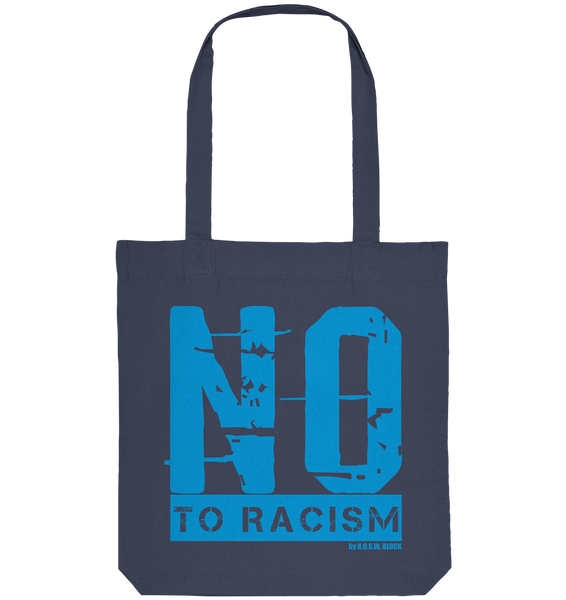 N.O.S.W. BLOCK Gegen Rechts Tote-Bag "NO TO RACISM" Organic Baumwolltasche blau