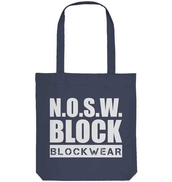 N.O.S.W. BLOCK Organic Tote-Bag "N.O.S.W. BLOCK BLOCKWEAR" Baumwolltasche blau
