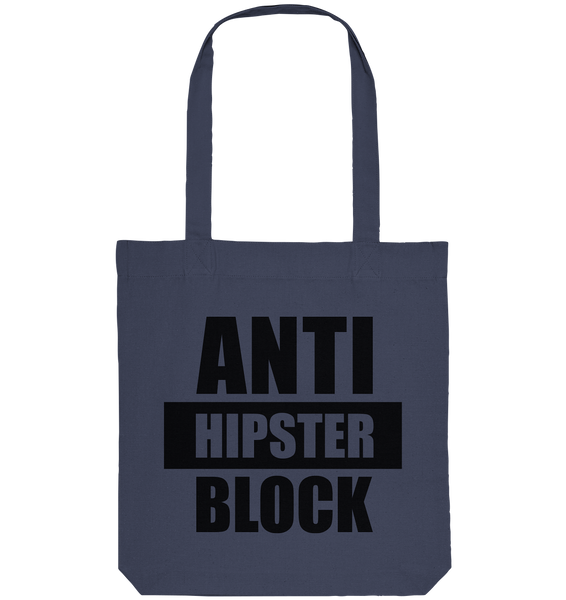N.O.S.W. BLOCK Fanblock Tote-Bag "ANTI HIPSTER BLOCK" Organic Baumwolltasche midnight blue