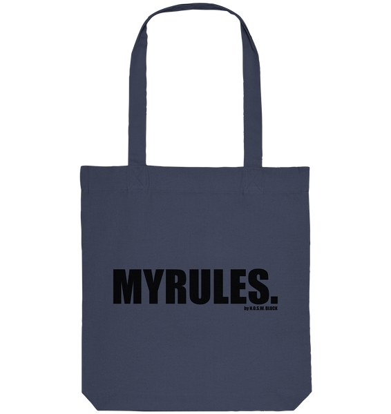 N.O.S.W. BLOCK Teamsport Tote-Bag "MYRULES." Organic Baumwolltasche midnight blue