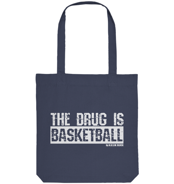 N.O.S.W. BLOCK Fanblock Tote-Bag "THE DRUG IS BASKETBALL" Organic Basic Kapuzenpullover midnight blue