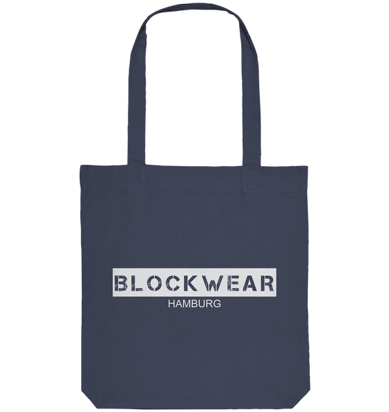 N.O.S.W. BLOCK Tote-Bag "BLOCKWEAR HAMBURG" beidseitig bedruckte Organic Baumwolltasche dunkelblau