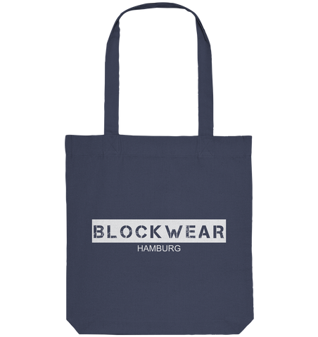 N.O.S.W. BLOCK Tote-Bag "BLOCKWEAR HAMBURG" beidseitig bedruckte Organic Baumwolltasche dunkelblau