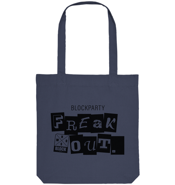 N.O.S.W. BLOCK Fanblock Tote-Bag "FREAK OUT." Organic Baumwolltasche midnight blue
