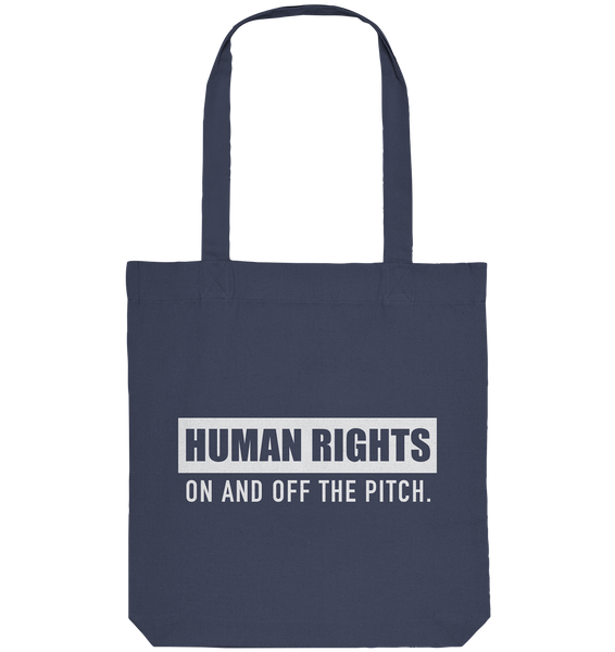 N.O.S.W. BLOCK Fanblock Tote-Bag "HUMAN RIGHTS ON AND OFF THE PITCH" Organic Baumwolltasche midnight blue