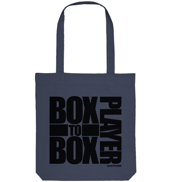 N.O.S.W. BLOCK Fanblock Tote-Bag "BOX TO BOX PLAYER" Organic Baumwolltasche midnight blue