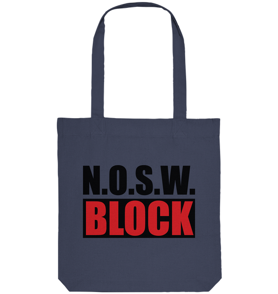 N.O.S.W. BLOCK Logo-Bag Organic Baumwolltasche blau