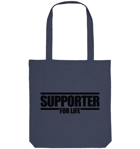 N.O.S.W. BLOCK Supporter Tote-Bag "SUPPORTER FOR REAL" Organic Baumwolltasche midnight blue