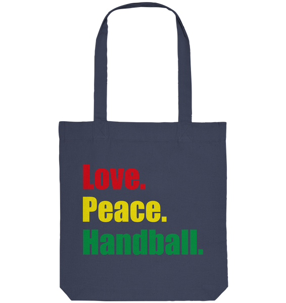 N.O.S.W. BLOCK Fanblock Tote-Bag "Love. Peace. Hockey." Organic Baumwolltasche midnight blau