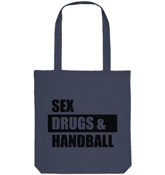 N.O.S.W. BLOCK Fanblock Tote-Bag "SEX, DRUGS & HANDBALL" Organic Baumwolltasche midnight blue