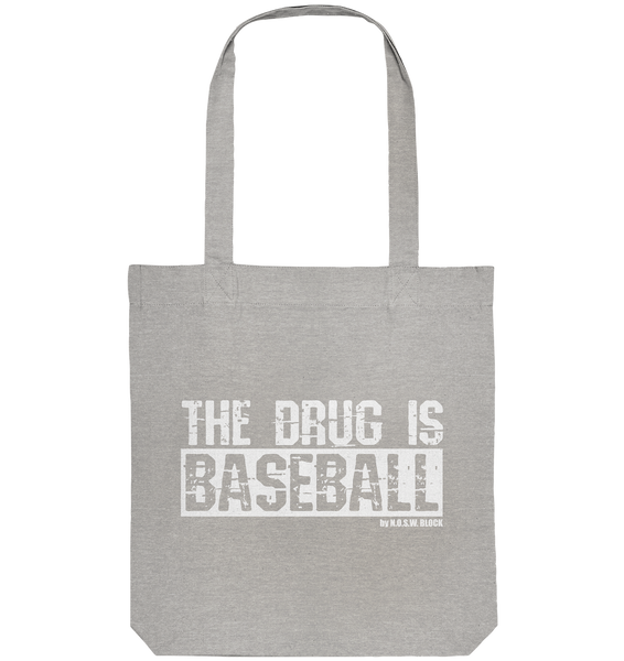 N.O.S.W. BLOCK Fanblock Tote-Bag "THE DRUG IS BASEBALL" Organic Baumwolltasche heather grau