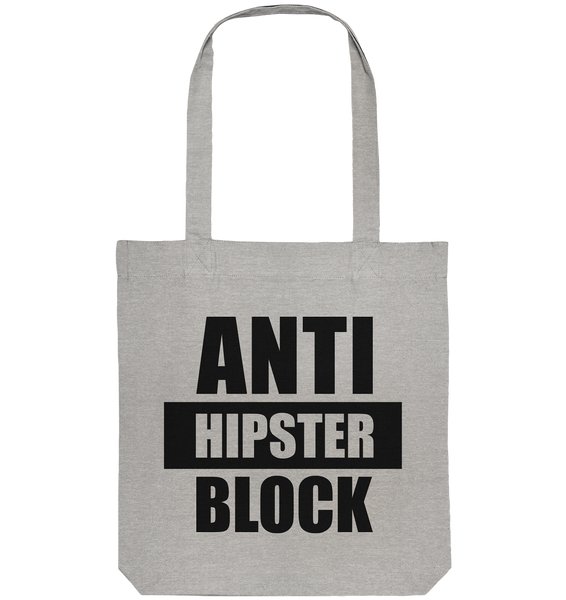 N.O.S.W. BLOCK Fanblock Tote-Bag "ANTI HIPSTER BLOCK" Organic Baumwolltasche heather grau