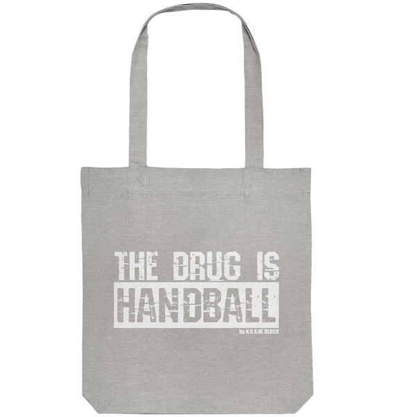 N.O.S.W. BLOCK Fanblock Tote-Bag "THE DRUG IS HANDBALL" Organic Baumwolltasche heather grau