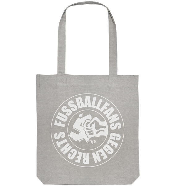 N.O.S.W. BLOCK Gegen Rechts Tote-Bag "FUSSBALLFANS GEGEN RECHTS" Organic Baumwolltasche heather grau