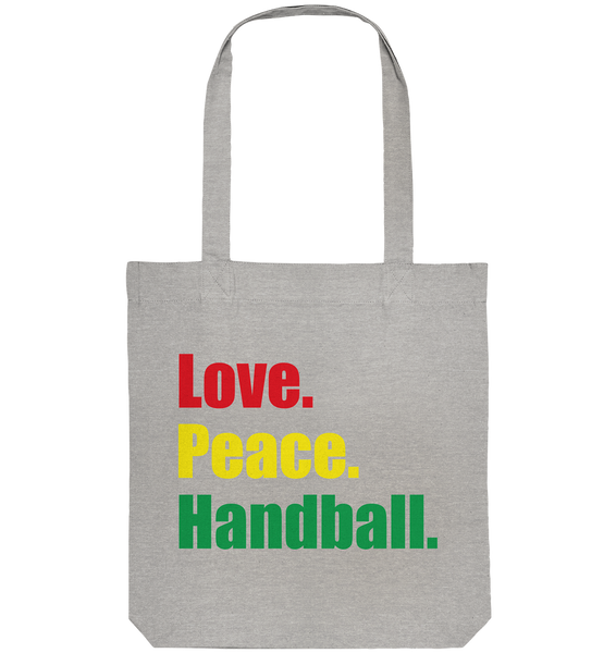 N.O.S.W. BLOCK Fanblock Tote-Bag "Love. Peace. Hockey." Organic Baumwolltasche heather grau