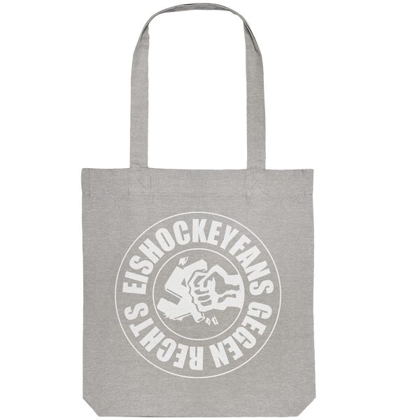 N.O.S.W. BLOCK Gegen Rechts Tote-Bag "EISHOCKEYFANS GEGEN RECHTS" Organic Baumwolltasche heather grau