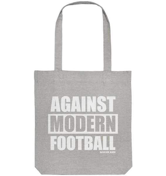 N.O.S.W. BLOCK Fanblock Tote-Bag "AGAINST MODERN FOOTBALL" Organic Baumwolltasche heather grau