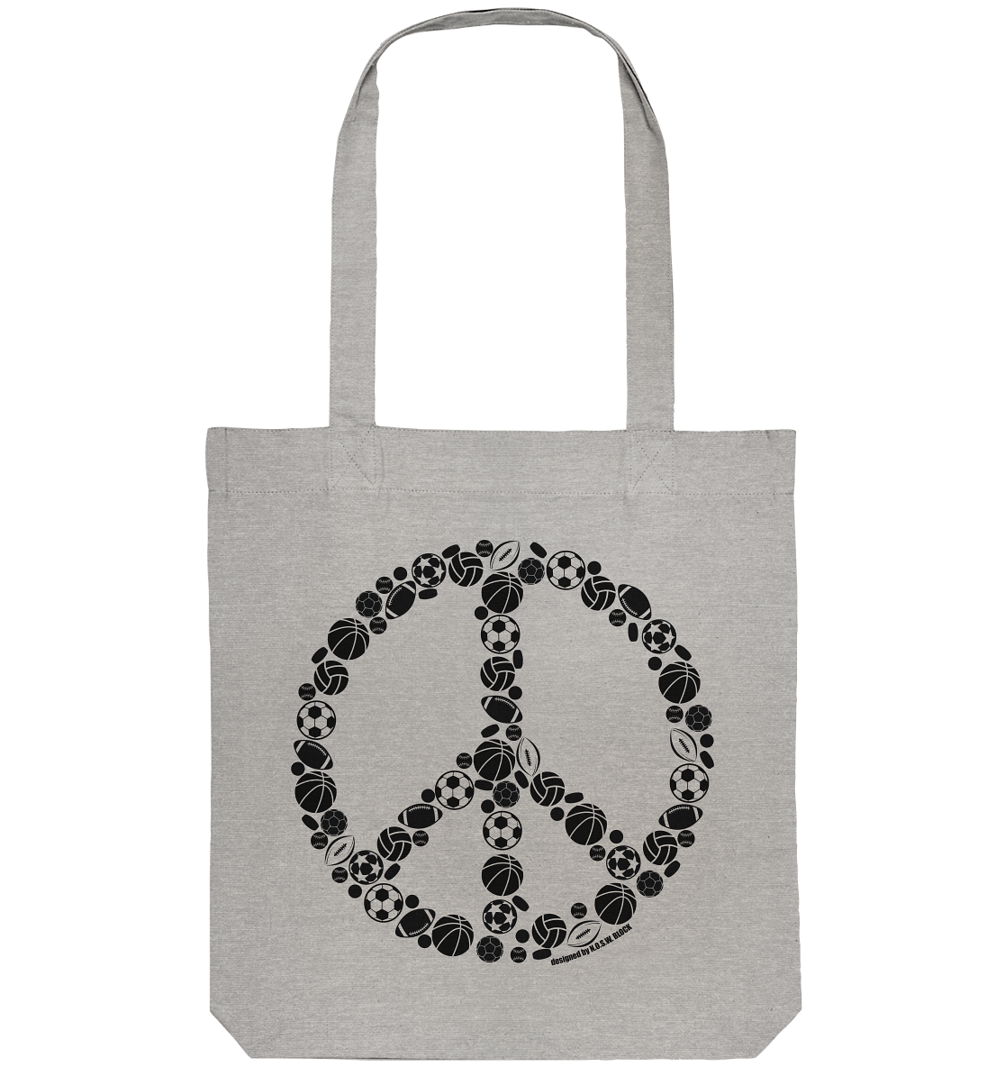 N.O.S.W. BLOCK Tote-Bag "SPORTS FOR PEACE" Organic Baumwolltasche heather grau