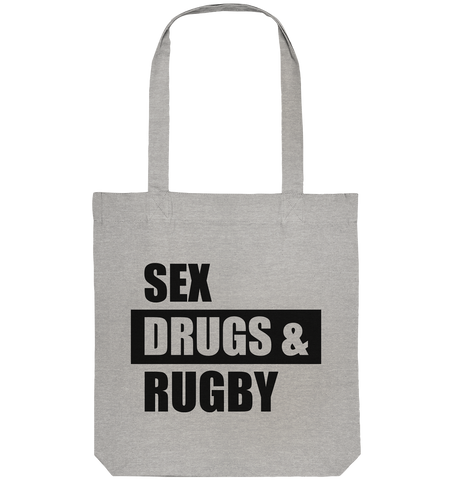 N.O.S.W. Fanblock Tote-Bag "SEX, DRUGS & RUGBY" Organic Baumwolltasche heather grau