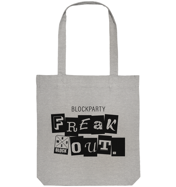 N.O.S.W. BLOCK Fanblock Tote-Bag "FREAK OUT." Organic Baumwolltasche heather grau