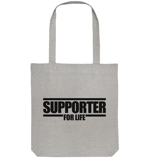 N.O.S.W. BLOCK Supporter Tote-Bag "SUPPORTER FOR REAL" Organic Baumwolltasche heather grau