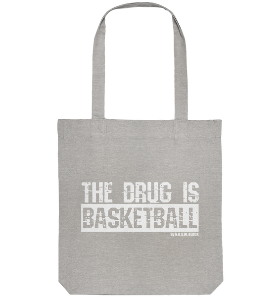 N.O.S.W. BLOCK Fanblock Tote-Bag "THE DRUG IS BASKETBALL" Organic Basic Kapuzenpullover heather grau
