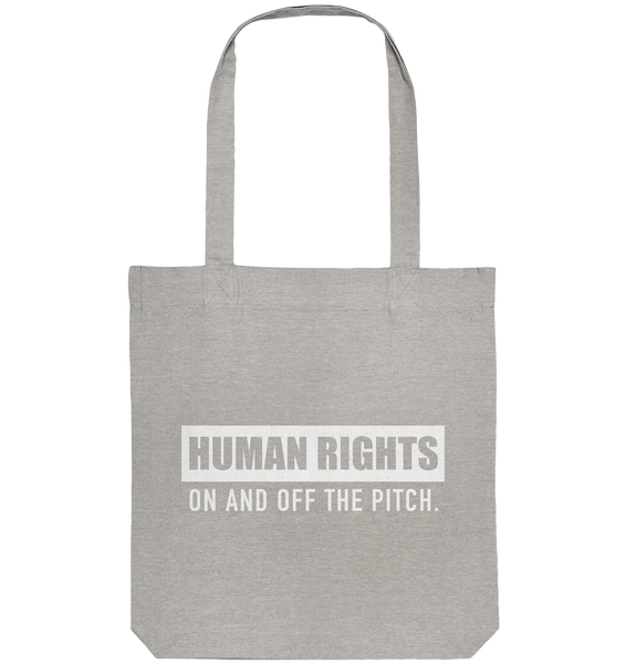 N.O.S.W. BLOCK Fanblock Tote-Bag "HUMAN RIGHTS ON AND OFF THE PITCH" Organic Baumwolltasche heather grau