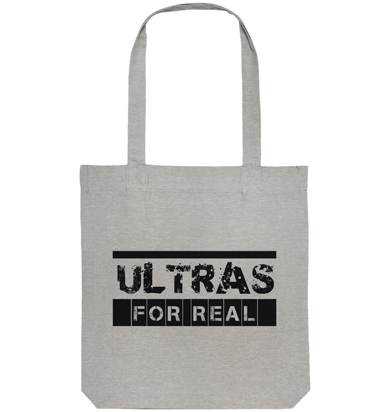 N.O.S.W. BLOCK Ultras Tote-Bag "ULTRAS FOR REAL" beidseitig bedruckte Organic Baumwolltasche heather grau