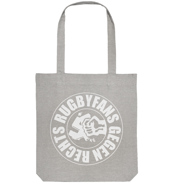 N.O.S.W. BLOCK Gegen Rechts Tote-Bag "RUGBYFANS GEGEN RECHTS" Organic Baumwolltasche heather grau