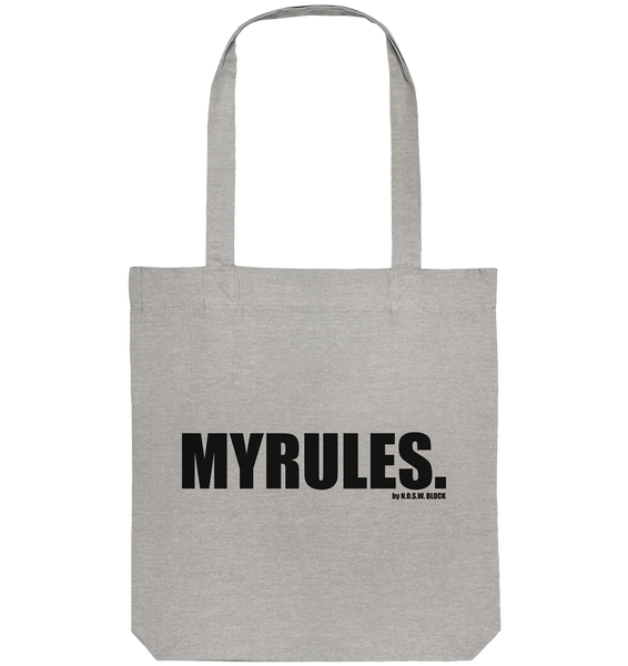 N.O.S.W. BLOCK Teamsport Tote-Bag "MYRULES." Organic Baumwolltasche heather grau