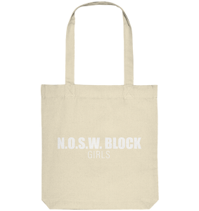 N.O.S.W. BLOCK Tote-Bag "N.O.S.W. BLOCK GIRLS" Organic Baumwolltasche natural