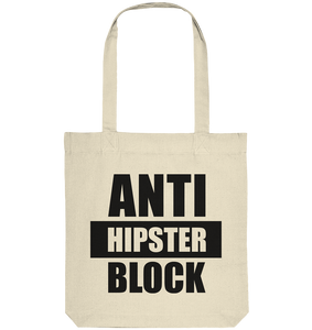 N.O.S.W. BLOCK Fanblock Tote-Bag "ANTI HIPSTER BLOCK" Organic Baumwolltasche natural