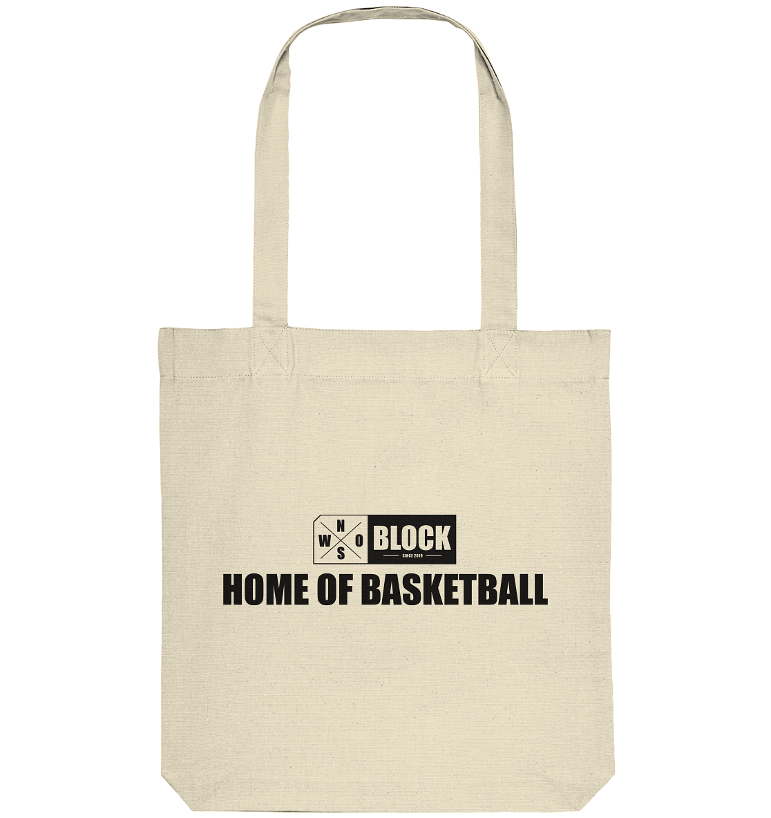 N.O.S.W. BLOCK Organic Tote-Bag "HOME OF BASKETBALL" Baumwolltasche natural