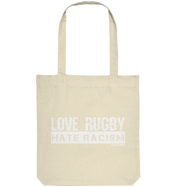 N.O.S.W. BLOCK Gegen Rechts Tote-Bag "LOVE RUGBY HATE RACISM" Organic Baumwolltasche natural
