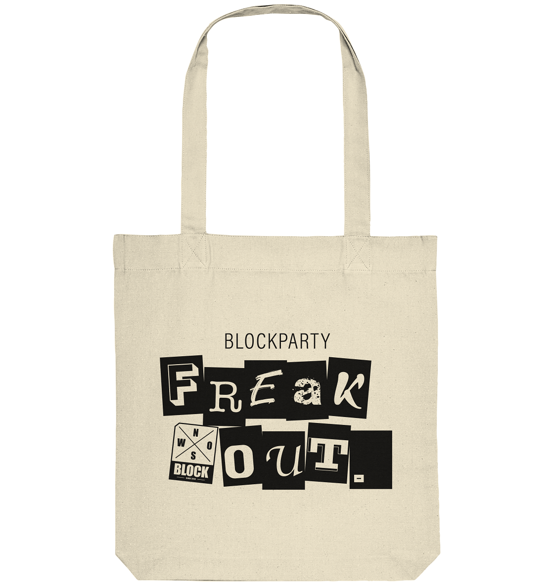 N.O.S.W. BLOCK Fanblock Tote-Bag "FREAK OUT." Organic Baumwolltasche nature