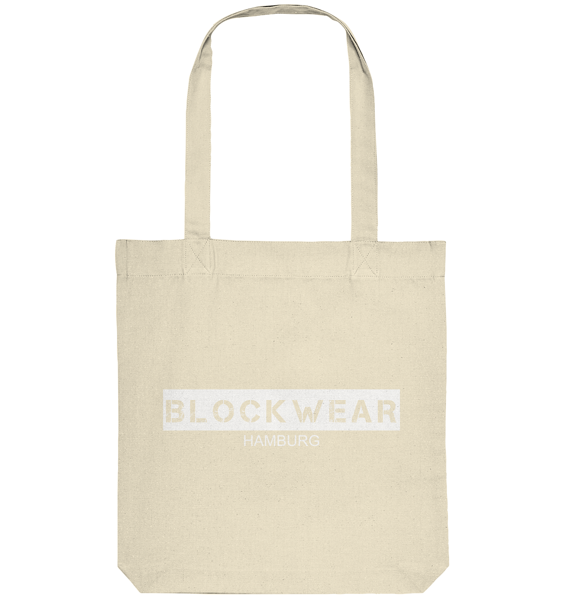 N.O.S.W. BLOCK Tote-Bag "BLOCKWEAR HAMBURG" beidseitig bedruckte Organic Baumwolltasche natural