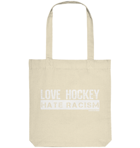 N.O.S.W. BLOCK Gegen Rechts Tote-Bag "LOVE HOCKEY HATE RACISM" Organic Baumwolltasche natural