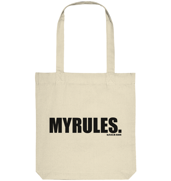 N.O.S.W. BLOCK Teamsport Tote-Bag "MYRULES." Organic Baumwolltasche natural