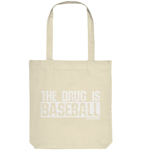 N.O.S.W. BLOCK Fanblock Tote-Bag "THE DRUG IS BASEBALL" Organic Baumwolltasche natural