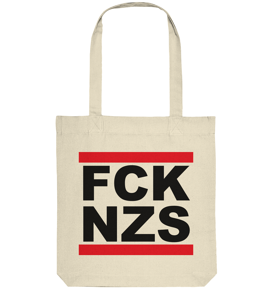 N.O.S.W. BLOCK Gegen Rechts Tote-Bag "FCK NZS" Organic Baumwolltasche natural rwa
