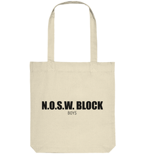 N.O.S.W. BLOCK Tote-Bag "N.O.S.W. BLOCK BOYS" Organic Baumwolltasche natural